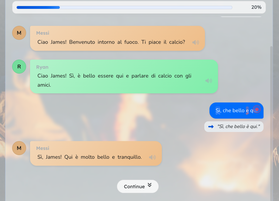Multi-character conversation interface showing interactive dialogue with multiple AI characters