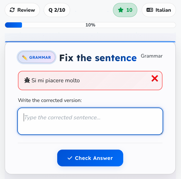 Personalized review session with AI-generated practice questions based on your conversation history